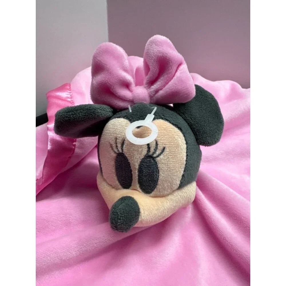 Disney Baby Minnie Mouse Pink Embroirded Bow Soft Minky Lovey Security Blanket L - Picture 3 of 7